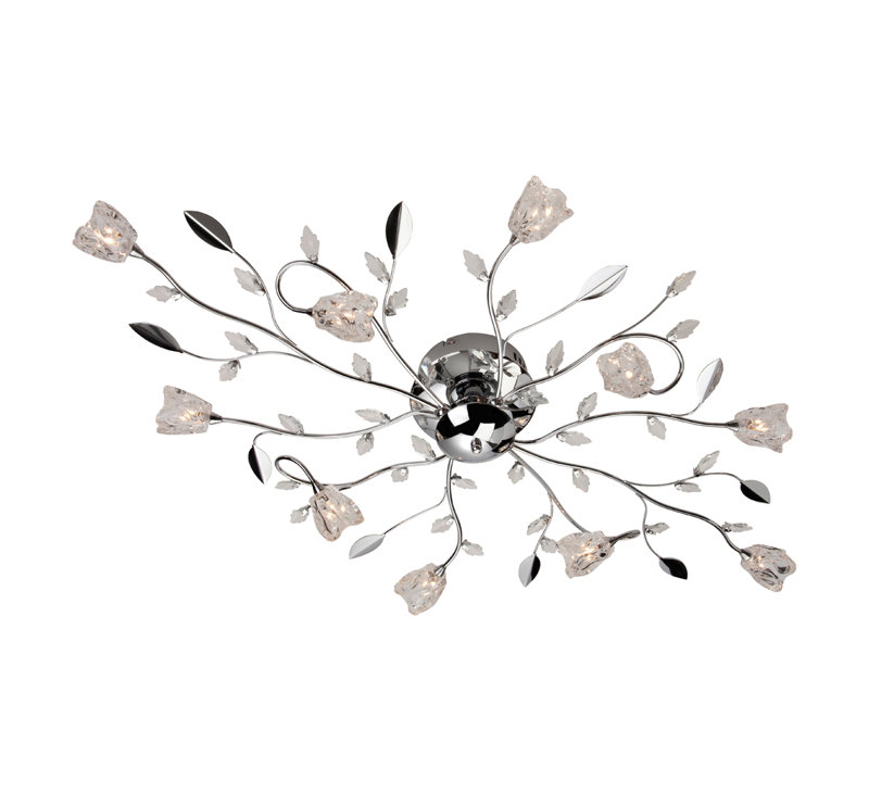Cindy Glass Semi Flush Mount, Chrome