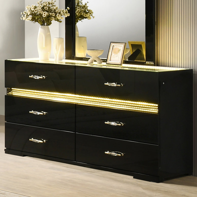 Commode 6 tiroirs Arica, Noir