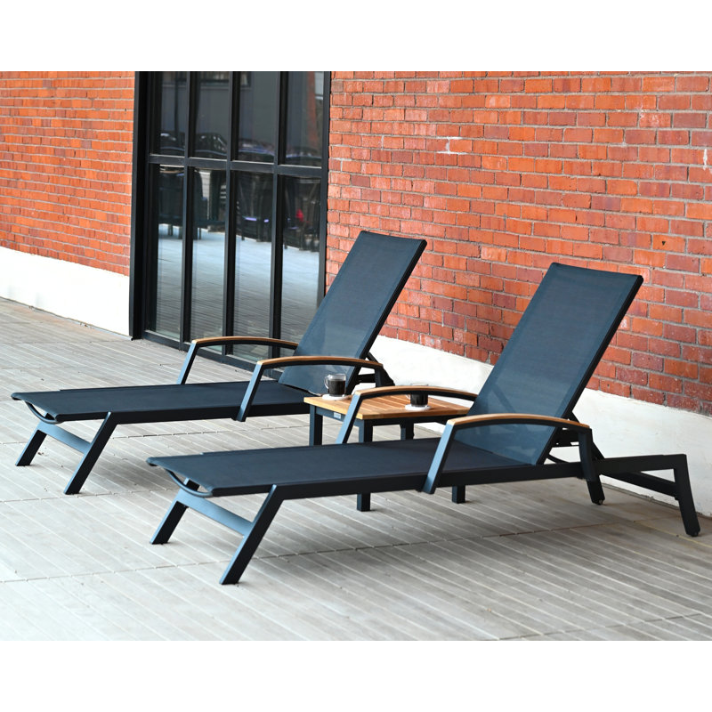 Low 20" Square Side Table Teak and Aluminum SoHo, Black