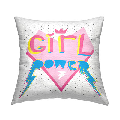 Stupell Industries Girl Power Retro Heart Printed Outdoor Throw Pillow Design By Ivacuddlymural