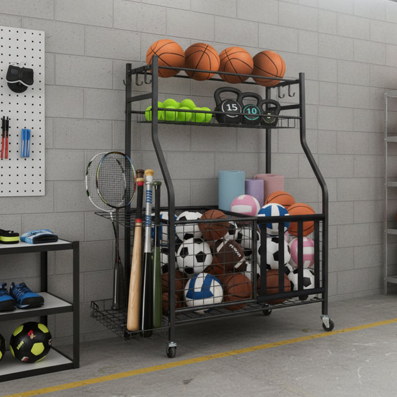 Support de rangement à roulettes pour organisateur Garage Sports