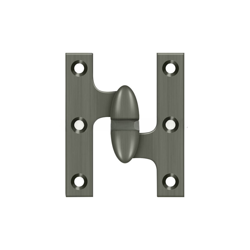 Deltana OK3025B5-R 3" x 2-1/2" Right Hand Olive Knuckle Hinge; Antique Brass Finish, Polished Brass
