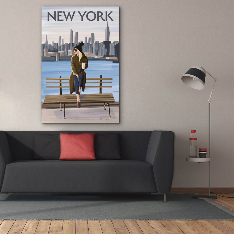 Toile épique Graffiti «Girl In New York 2» par Omar Escalante, 40 po x 60 po