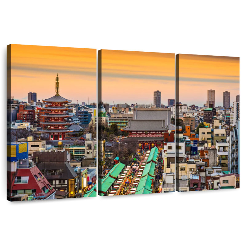 Paysage urbain d'Asakusa, H 24 po x l 38 po