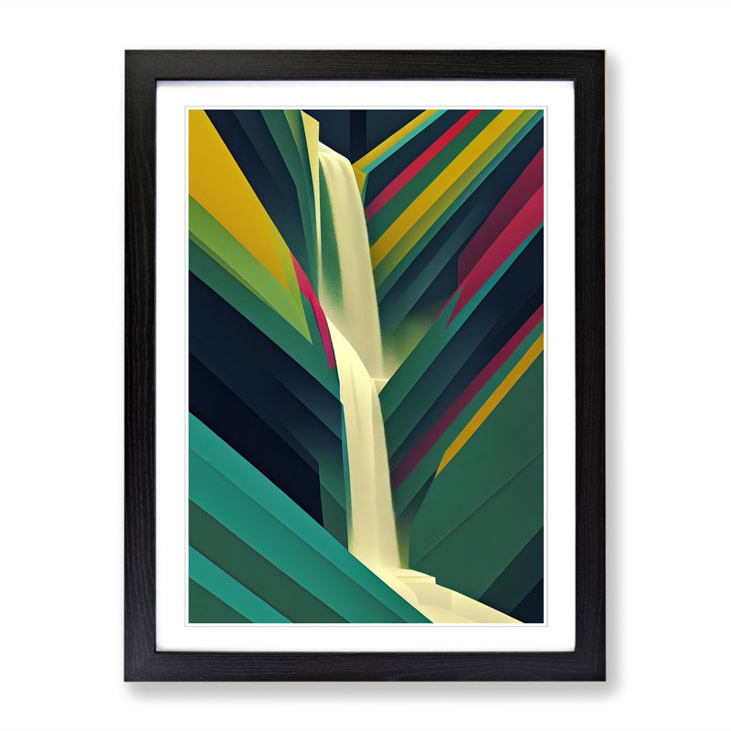 Waterfall Abstract Vol.1 - Single Picture Frame Print, 34cm H x 25cm W x 2cm D, Oak