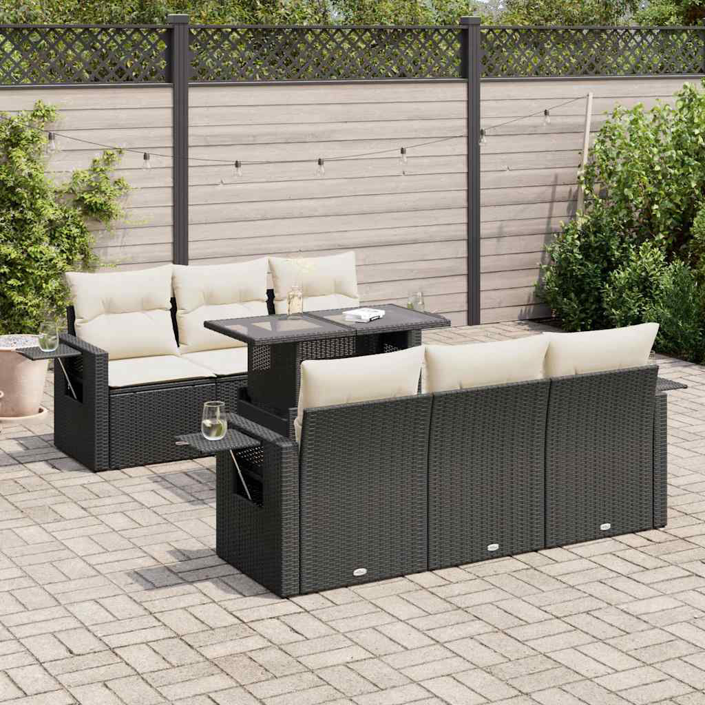 Vidaxl 7-Tlg. Garten-Sofagarnitur Mit Kissen Beige Poly Rattan