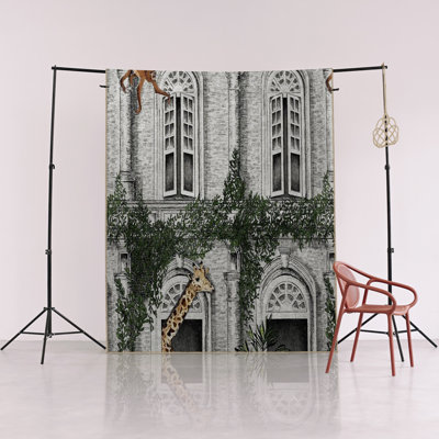 Zoo-Themed Monkey and Giraffe Patterned Modern Decorative Rug