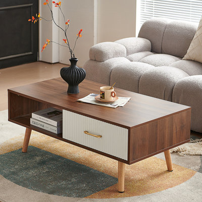 Table basse rectangulaire avec tiroir, table centrale