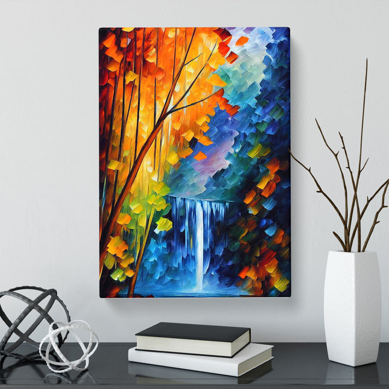 CAN-V0523-2818X Waterfall Painted - Wrapped Canvas Print, 50cm H x 35cm W