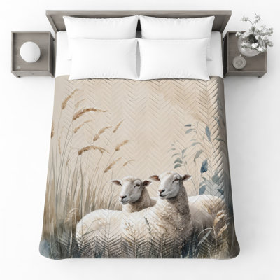Couvre-lit matelassé Sheep In Wheat Field