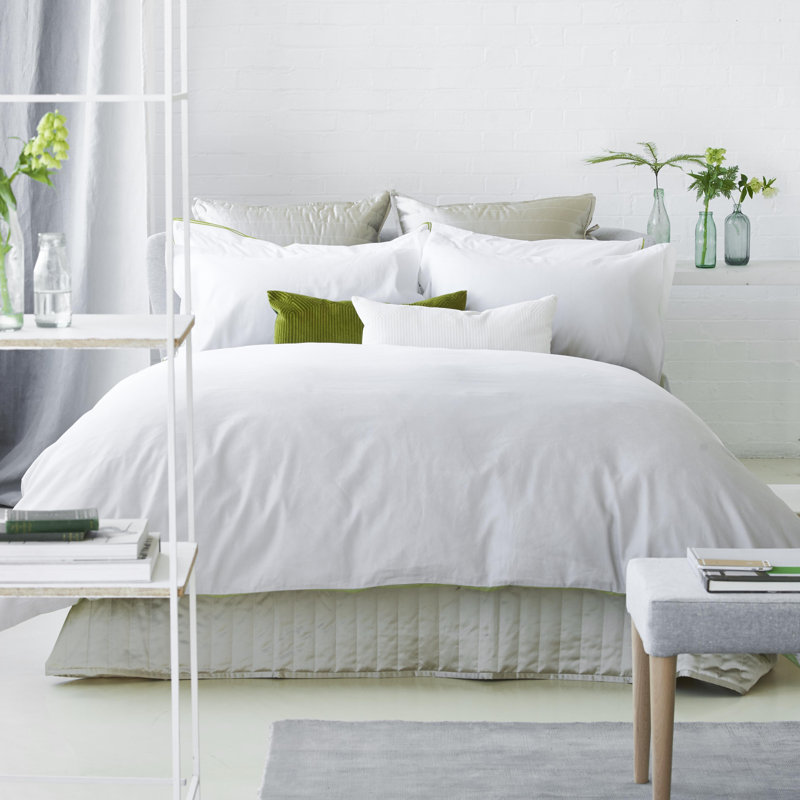 Astor Cotton Duvet Cover, Queen Duvet Cover, Bianco