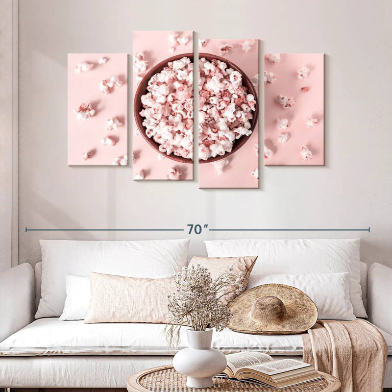 Maïs soufflé rose Yarlin, H 32 po x l 52 po