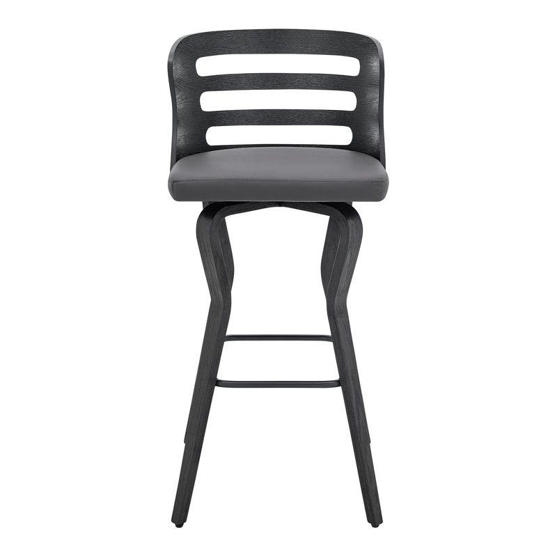 Modern Swivel Bar Stools, Gray Faux Leather Wood Design For Home