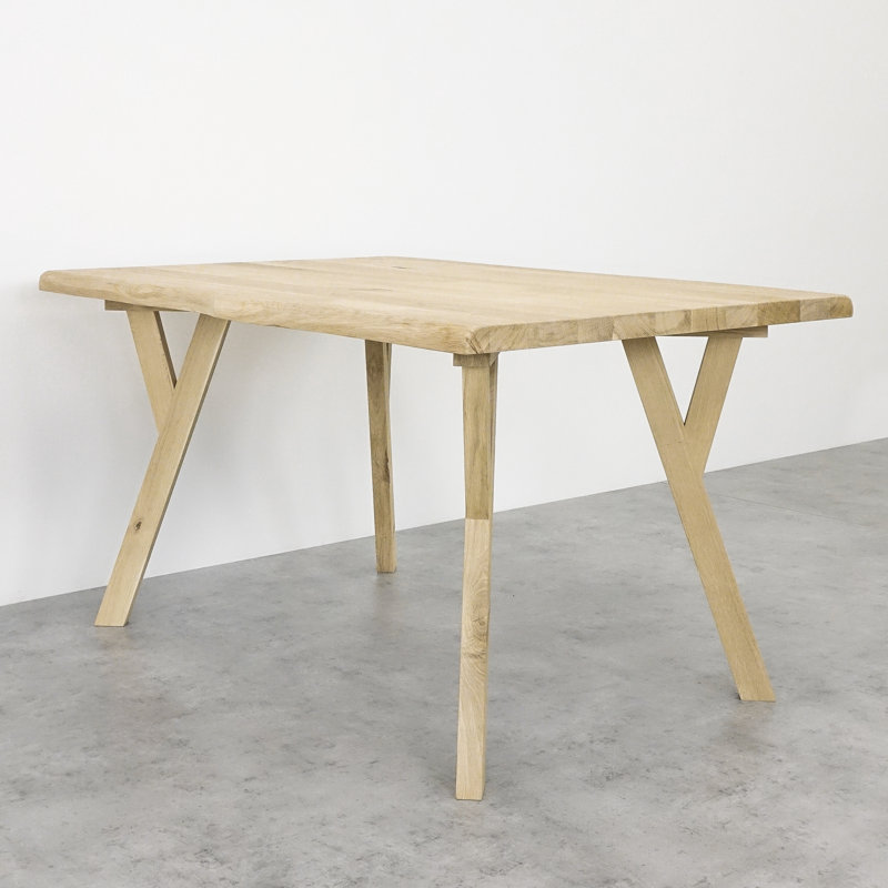 Katlyn Oak Unfinished Solid Wood Dining Table, H75cm x L120cm x W80cm