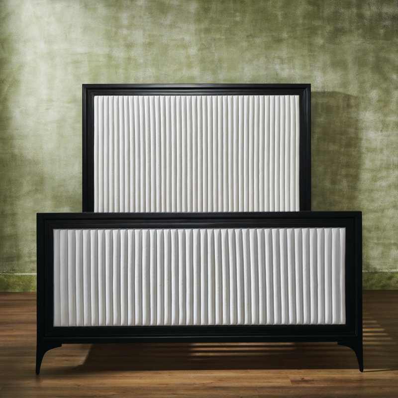 Lit en cuir Stanford, Blanc/Noir, Grand