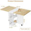 Table de salle à manger pliante, rabattable avec 6 roulettes et 2 tablettes de rangement, table de salle à manger compacte pour petits espaces (bois naturel, P 50,1 po x l 31,4 po x H 29,5 po)