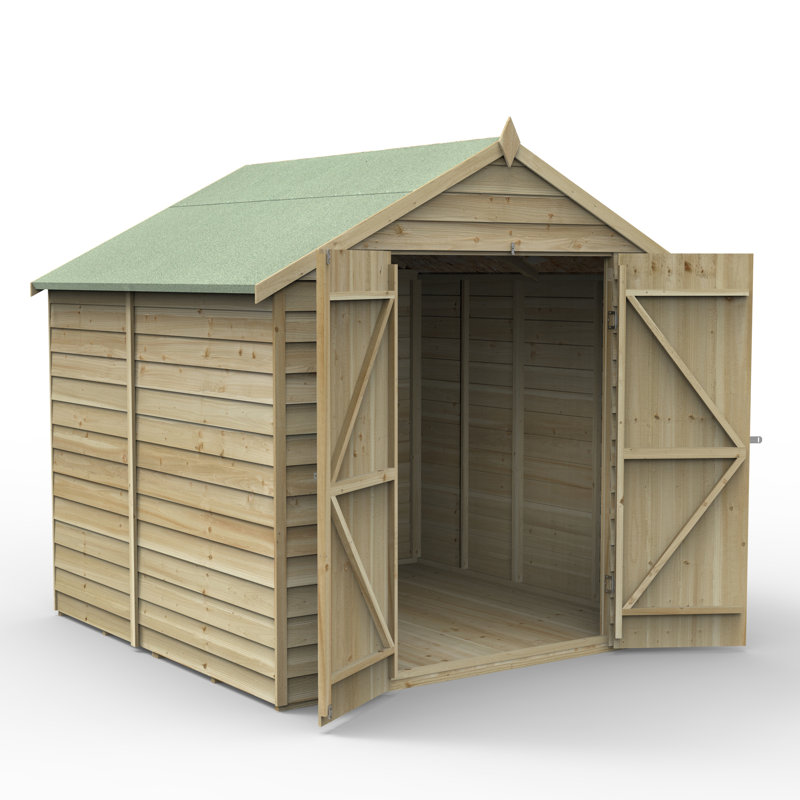 Overlap Pressure Treated 7 x 7 Apex Shed - No Window, Double Door, Yes