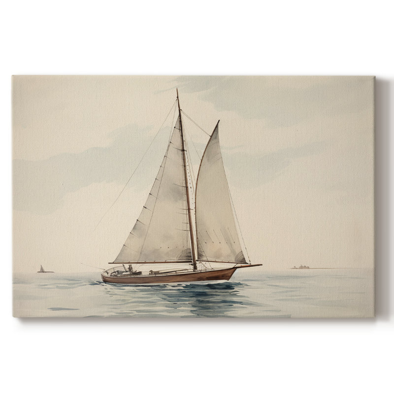 Rétro nautique-I, H 9 po x l 13 po x P 1,5 po, Toile tendue