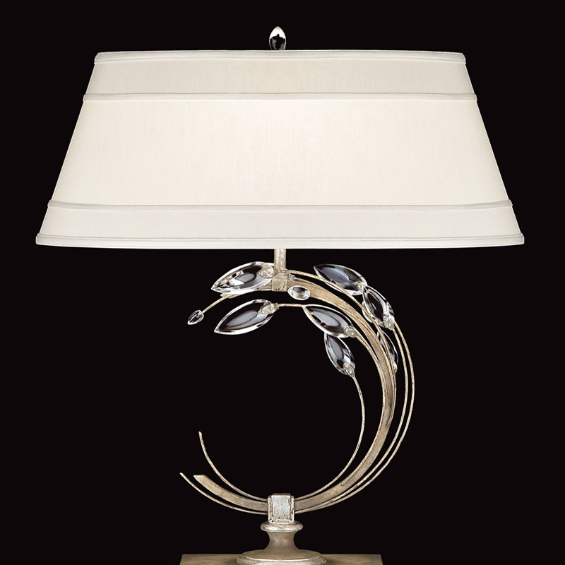 Crystal Laurel Table Lamp, Antique Taupe/Silver