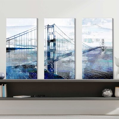 Golden Gate Bridge 1 by PPI Studios - 3 Piece Wrapped Canvas Painting Print Set -  Red Barrel StudioÂ®, 9672DD4F44454ABE91EC36259DCEE476