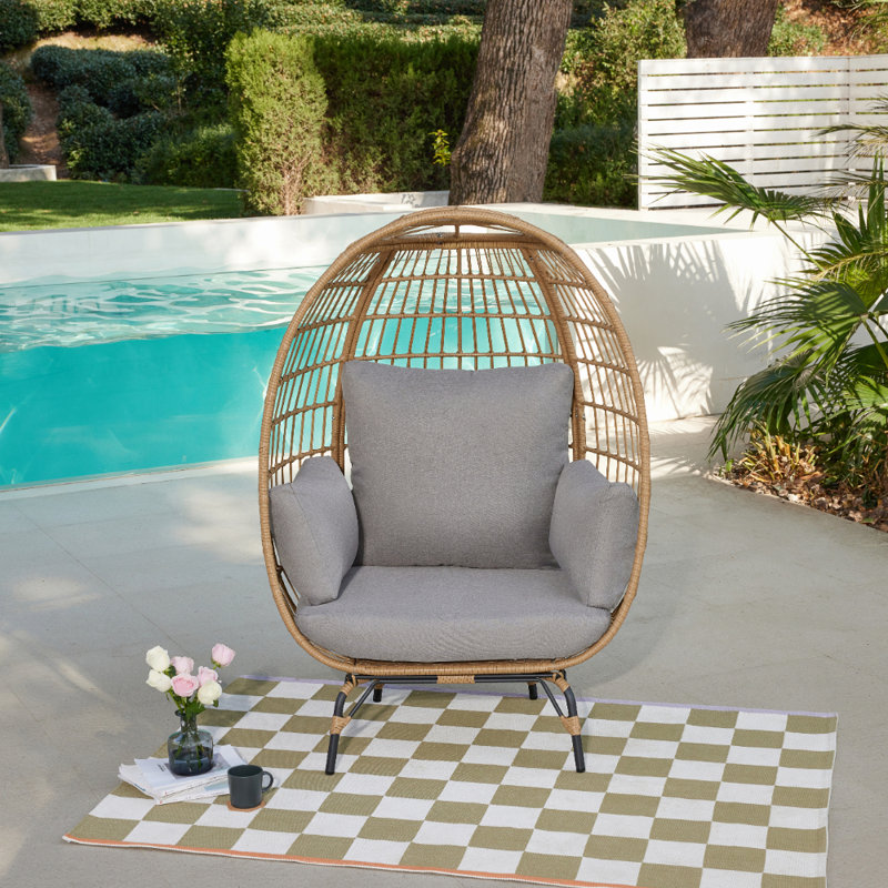 Tyndale Outdoor Garden Chair, Natural Wood, Light Grey