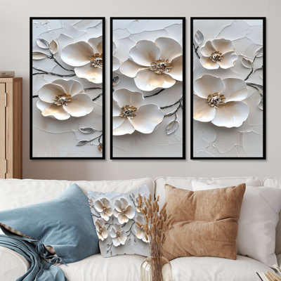 Ensemble de salon avec art mural blanc lilas Melody II - Petunias