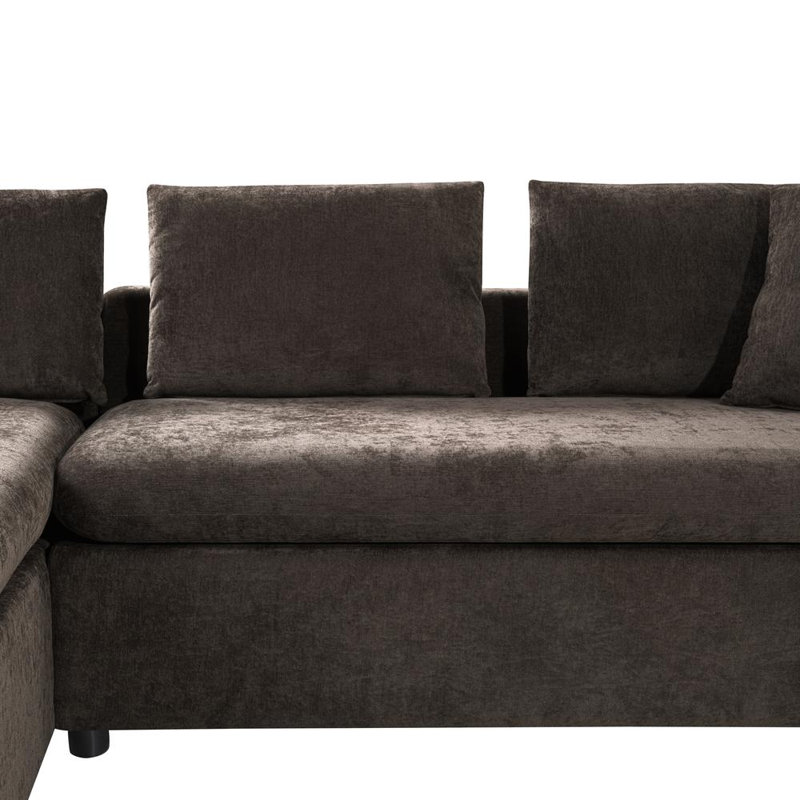 Jossilynn 94"W L-Shape Upholstered Convertible Sectional Couches Sofas, Brown