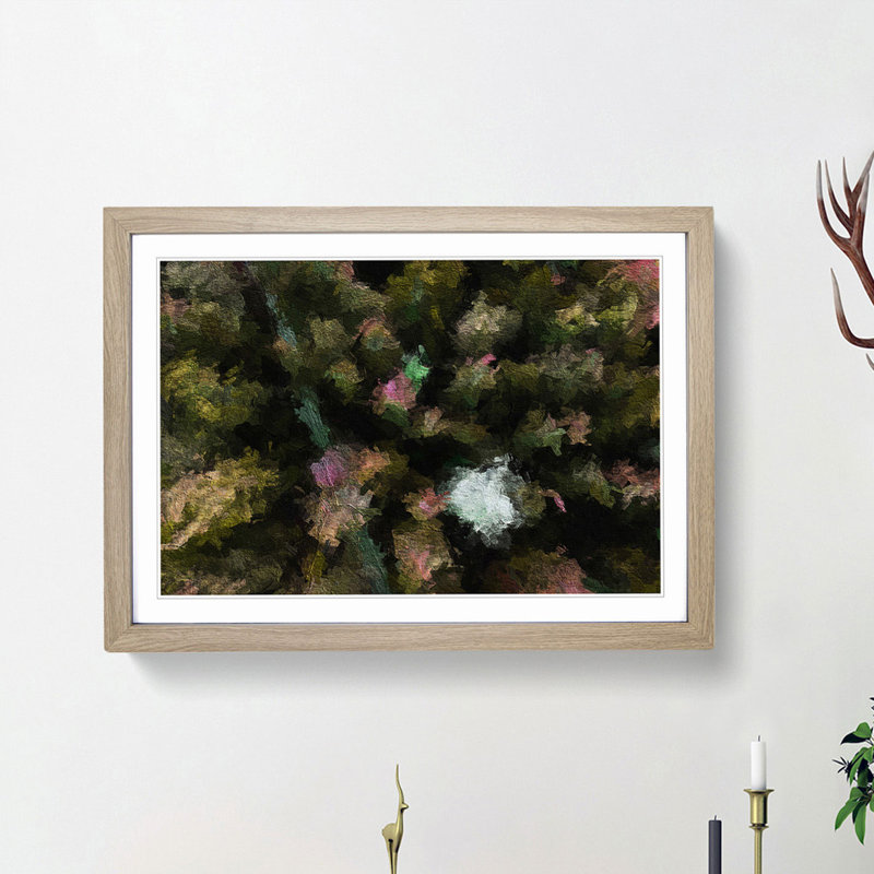 Green Forest N Sweden in Abstract - Picture Frame Graphic Art Print, 62cm H x 87cm W x 2cm D, Oak Framed