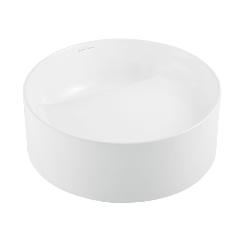 Beau 16.5" Round Vessel Bathroom Sink, Glossy White