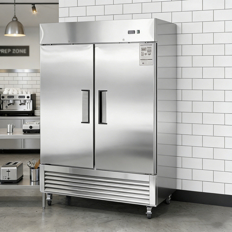 Réfrigérateur commercial en acier inoxydable 54 po 54,2 pi³ 2 portes avec porte à fermeture automatique pour les restaurants