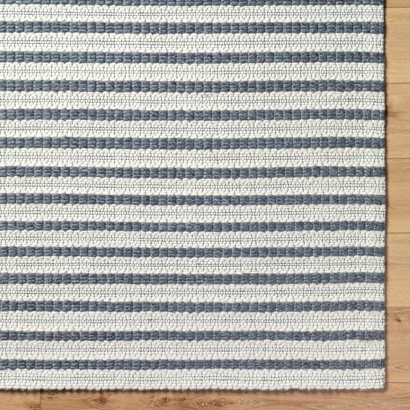 Tapis rectangulaire en laine Harvi, Rectangle 8 pi x 10 pi, Gris foncé