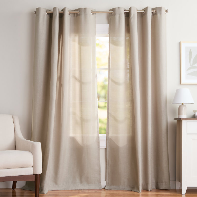 Panneaux de rideaux semi-transparents de couleur unie avec œillets Loha GT Aaliyah, Beige, l 52 po x L 108 po