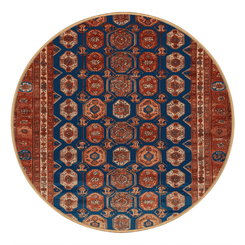 Machine Washable Persian Brown Area Rug, Round 6'