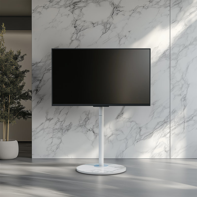 Meuble télé moderne et blanc pour meuble télé pivotant réglable en hauteur de 40 à 75 po 