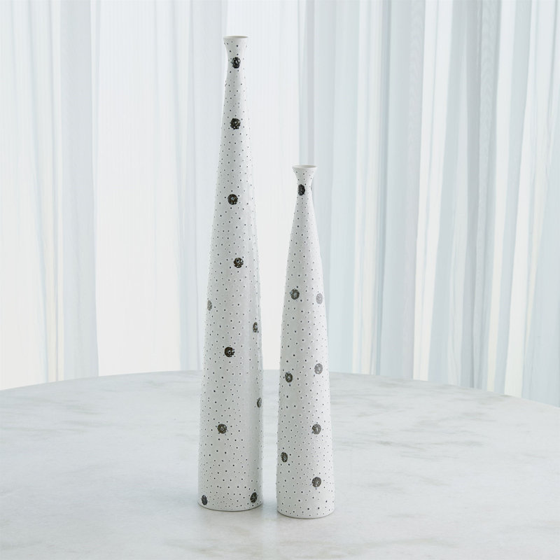 Spotted Handmade Porcelain Table Vase, 20.5" H x 3.25" W x 3.25" D
