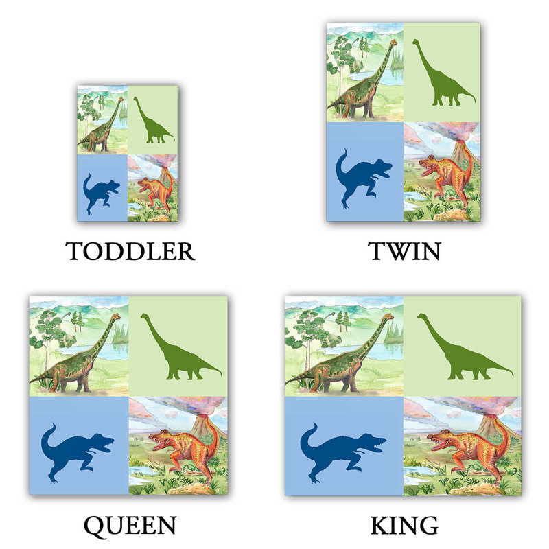 Ensemble de housse de couette dinosaur collage, 1 housse de couette grand + 2 taies standards