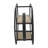 Casual Home Metal and Glass Wall Storage with Round Mirror, Iron Frame, Geometric Design and Dual Shelving