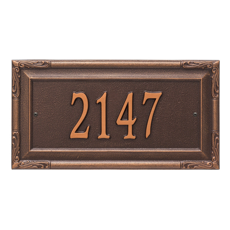 Plaque d'adresse murale 1 ligne personnalisée Gardengate, Cuivre antique, Oui