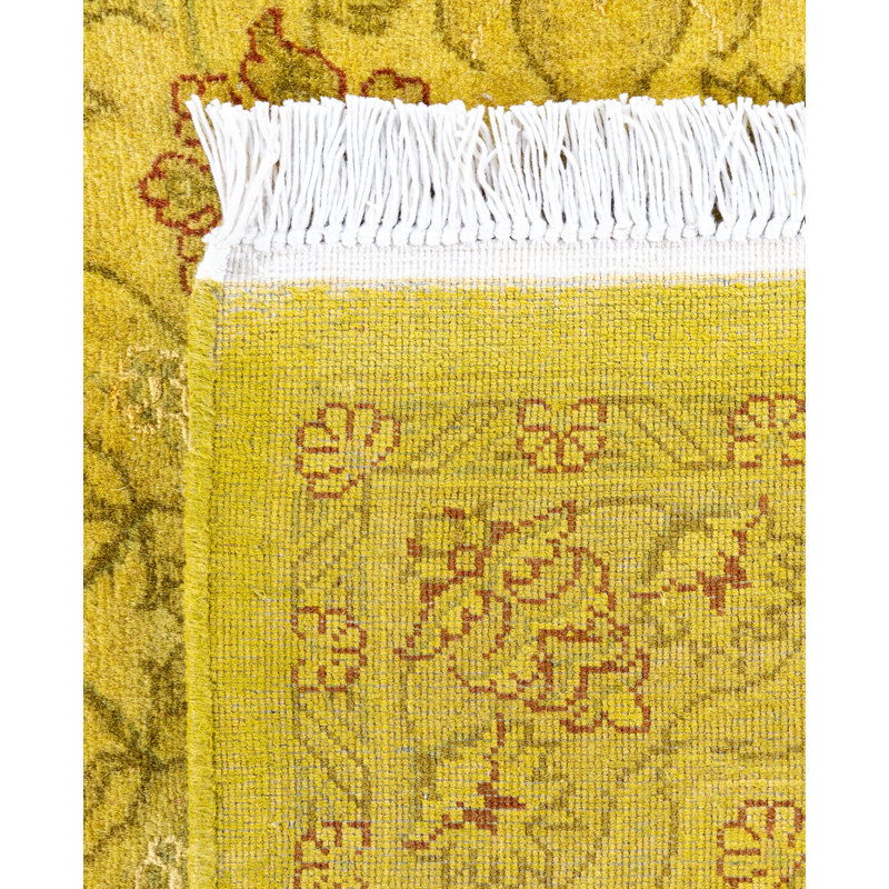 Overdyed Hand-Knotted Wool Modern-Contemporary Yellow Area Rug 3' 2" x 5' 5"