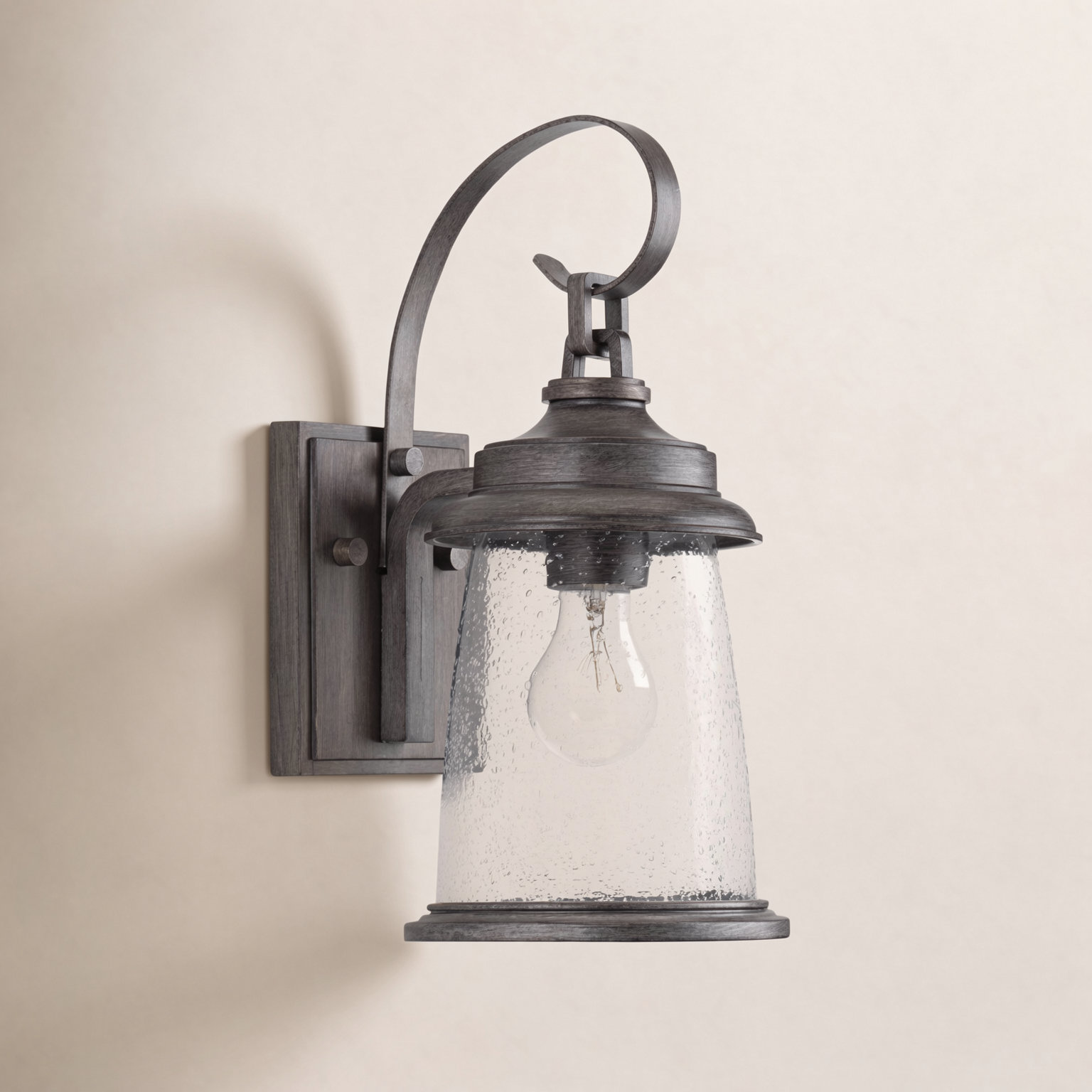 Single Light Bell Outdoor Wall Light, 14.25" H x 7" W x 9" D, Antique Pewter