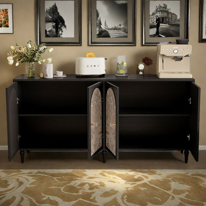 Buffet à motifs artistiques de style français, Noir
