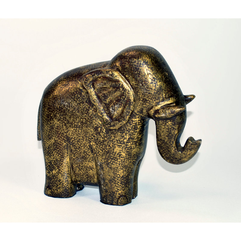 Elephant Standing Stylized, Antique Gold