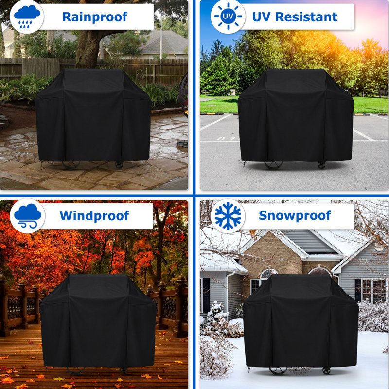 Grill Cover 58"W x 24"D x 46"H, BBQ Gas Grill Cover for Outdoor Grill, Waterproof, Anti-UV, Windproof, Dustproof, Barbecue Cover with  Adjustable Hem Drawstring, Black