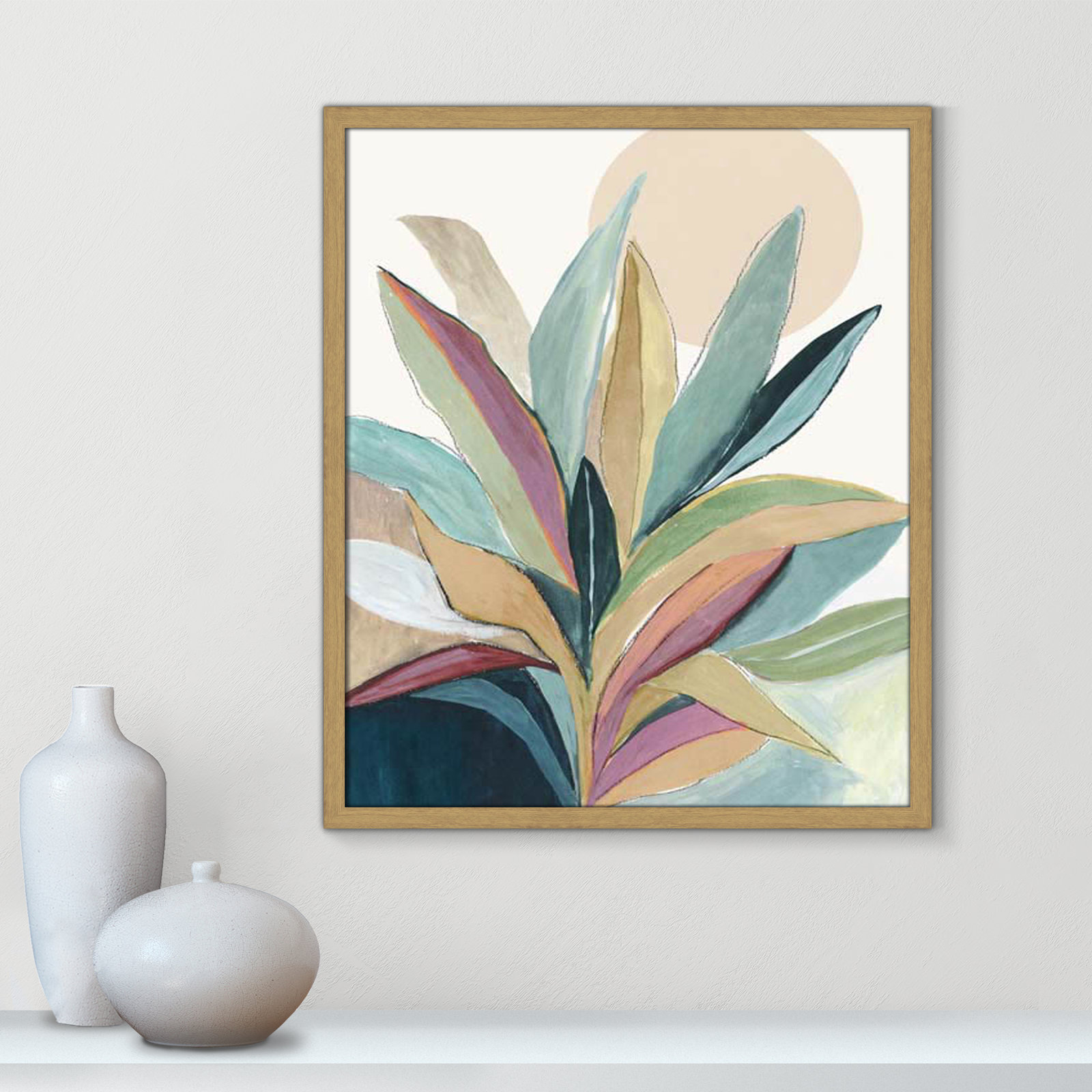 Sunny Bright Leaves I Print by Asia Jensen, 25.5" H x 21.5" W x 0.75" D, Natural Slim Unmatted Picture Framed
