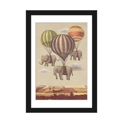«Crossan Flight of the Elephants» - Peinture sur toile encadrée