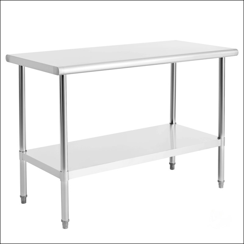 Table de préparation en acier inoxydable durable avec tablette réglable, idéale pour un usage commercial et résidentiel, 24 po x 48 po