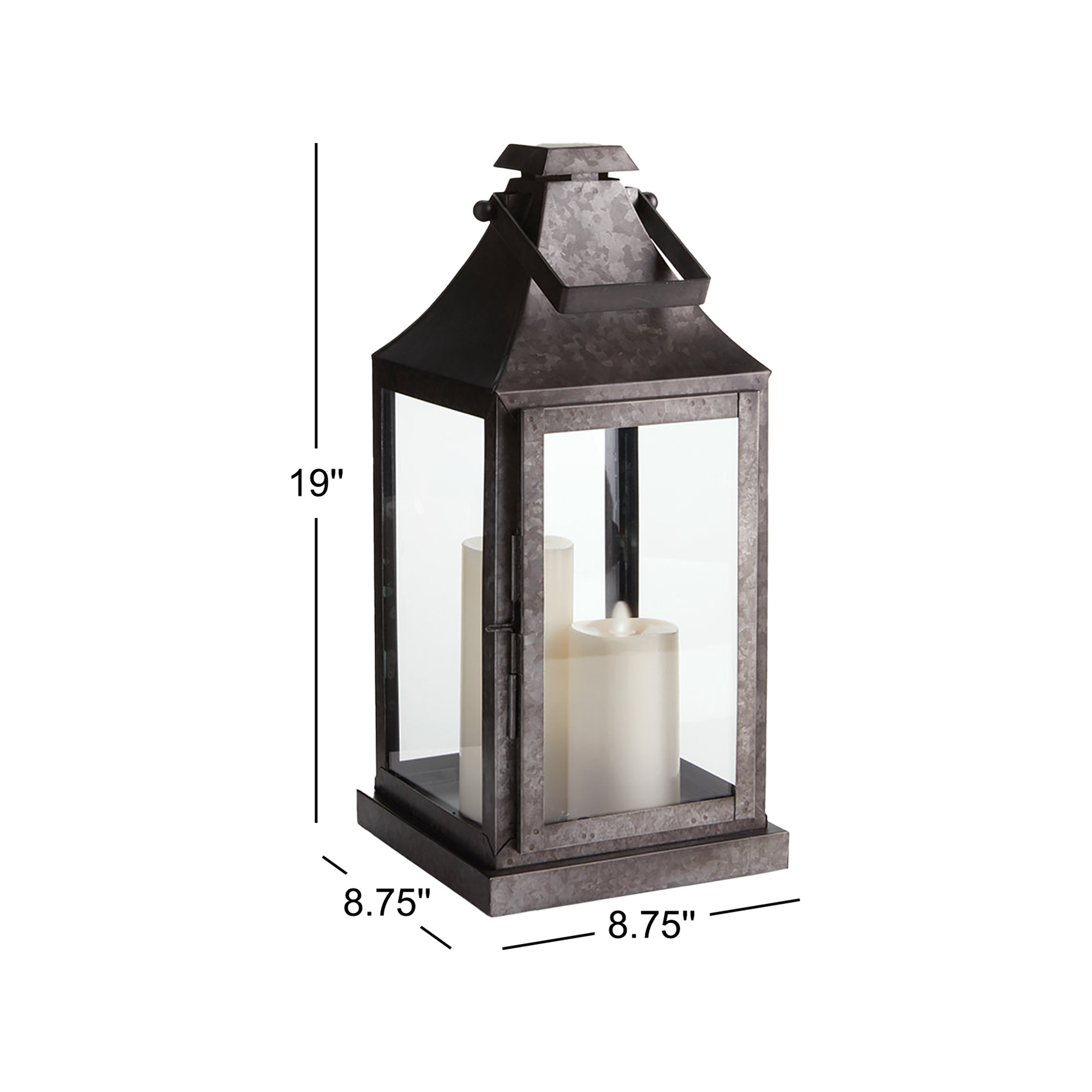 Sahni Stainless Steel Floor Lantern, 19" H x 8.75" W x 8.75" D