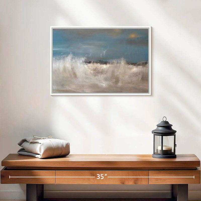 Vagues de la mer sauvage, Cadre flottant blanc, 19 po x 13 po