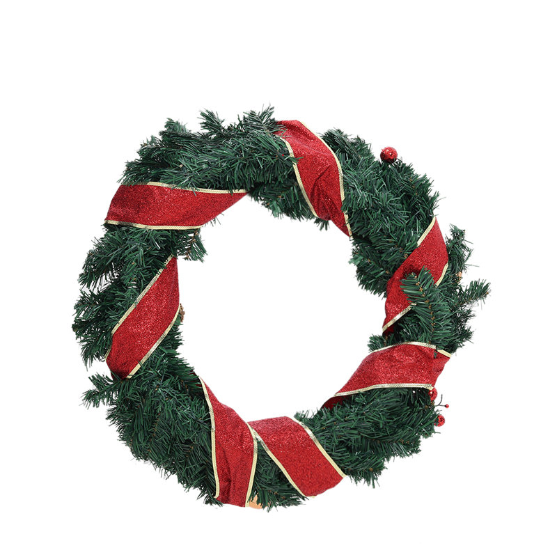 Faux Lighted Plastic Wreath, 50cm H x 50cm W
