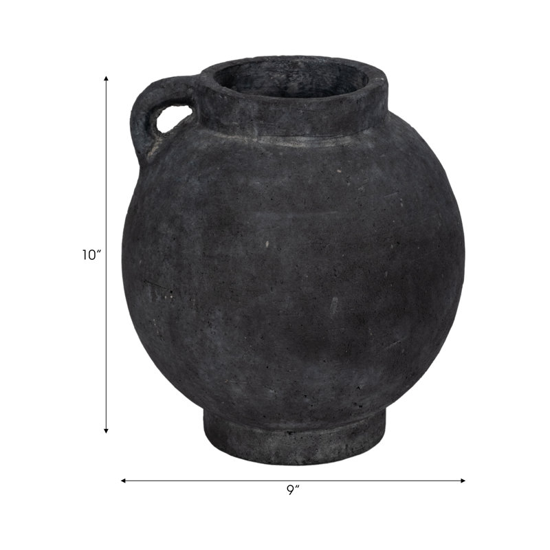 Handmade Ceramic / Porcelain Table Vase, Black, Overall Height - 10"